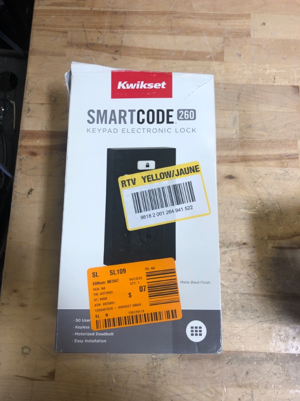 Photo 3 of Kwikset 9260CNT-514S Contemporary SmartCode Keypad Electronic Deadbolt SmartKey Matte Black Finish
