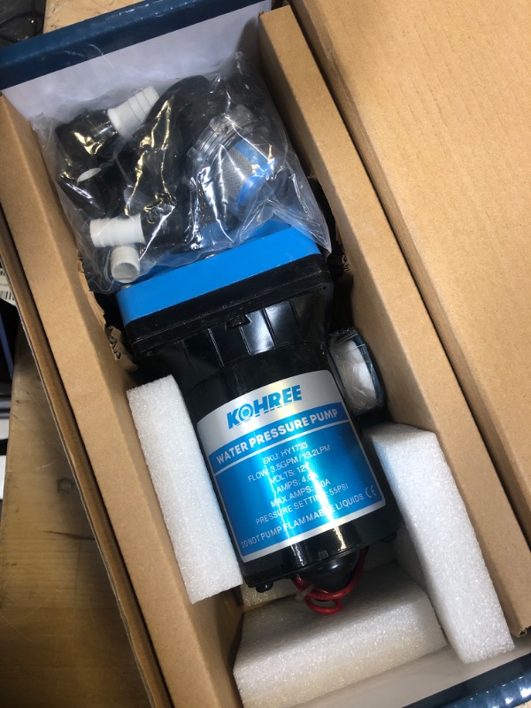 Photo 3 of Kohree RV Fresh Water Pump 5.5GPM 55PSI 12V DC Diaphragm Water Pump with Pressure Switch for RV, Marine, Yacht, Caravan.