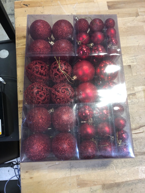 Photo 1 of 100 CT CHRISTMAS ORNAMENTS RED 