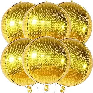 Photo 1 of Katchon, Large Gold Balloons for Disco Part Decorations - 22 Inch, Pack of 6 | Metallic
Disce Party Balloons Disco Ball Balloons, Bue!Ribs 120@drations | New Years