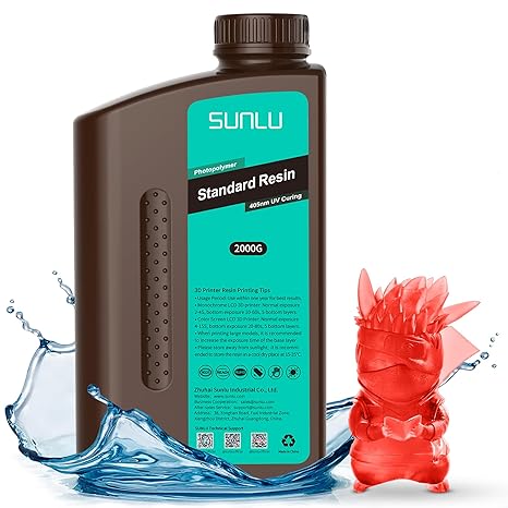 Photo 1 of SUNLU 3D Printer Resin 2kg, Fast Curing Standard 3D Resin for Most Resin 3D Printers, 395 to 405nm UV Curing 3D Printing Liquid Photopolymer Resin, Low Shrinkage and High Precision, 2000g, Clear Red
