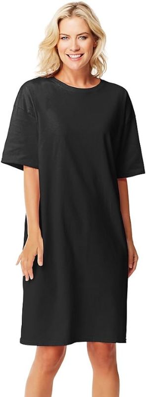 Photo 1 of Hanes Womens Crew Night ShIrt Sleeve T-Shirt BLACK ONE SIZE