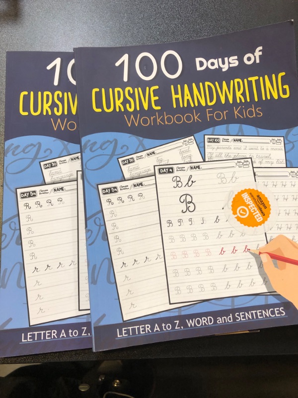 Photo 2 of 2pc 100 Days of Cursive Handwriting Workbook For Kids: 100 Days 100 Letter A to Z, Word and Sentences (Cursive Writing Books for Kids and Beginner) (100 Days of Handwriting Workbook For Kids) Paperback – February 22, 2020
