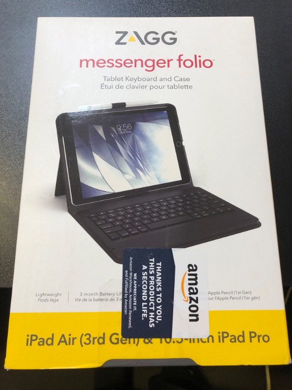 Photo 2 of ZAGG Messenger Folio - Bluetooth Tablet Keyboard - Made for Apple iPad 10.5" and 10.5" Air - Charcoal