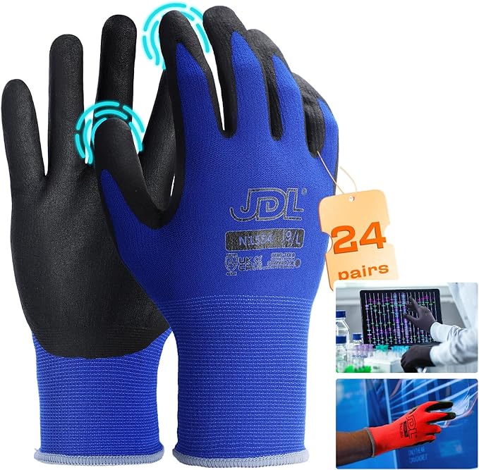 Photo 1 of Work Gloves with Micro Foam Nitrile Coated, Touch Screen Compatible,US Patent Seamless Knit Nylon Safety Gloves
