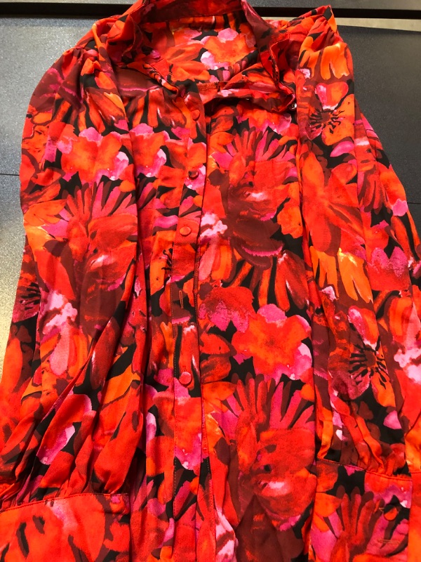 Photo 1 of 2Xl red women's floral blouse