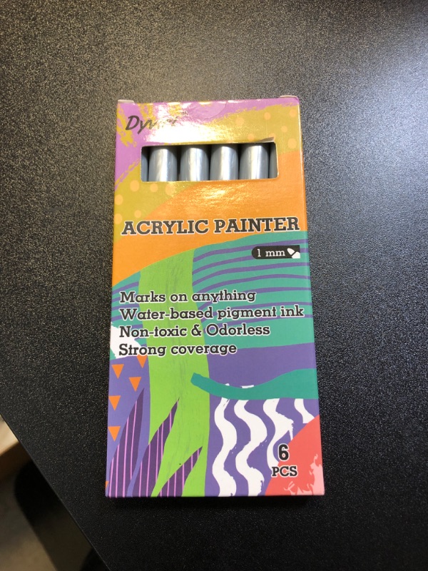 Photo 1 of Dyvicl Black Paint Pens, Acrylic Black Paint Markers for Rock Painting, Stone, Ceramic, Glass, Wood, Fabric, Canvas, Metal, DIY Crafts Making, 6 Pack Acrylic Paint Markers Fine Point