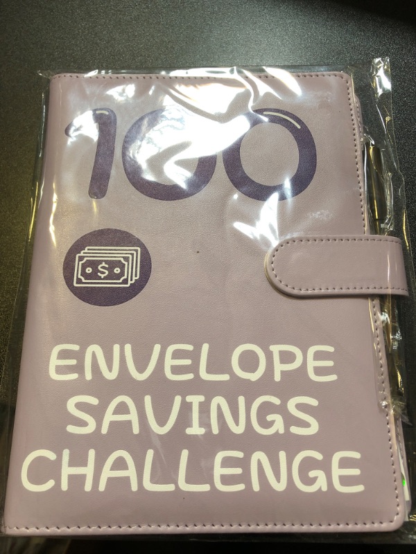 Photo 2 of 100 Envelopes Money Saving Challenge, 2023 PU Leather 100 Envelope Challenge Binder, Easy and Funny Way to Save $5,050 Budget Planner, 100-Day Envelope Challenge Kit Money Saving Binder Leather-Purple