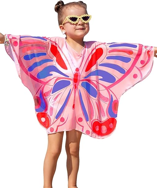 Photo 1 of 7Y SOLY HUX Toddler Girl's Bathing Suit Cover ups Butterfly Print Mesh Swimsuit Cover up Summer Beach Dress
