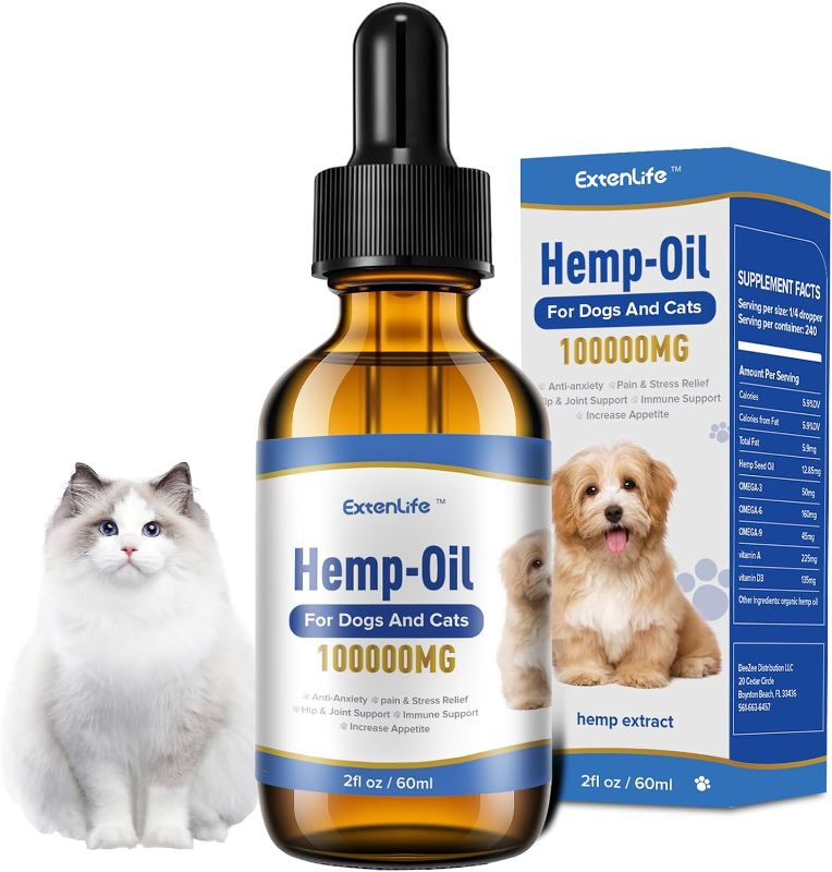 Photo 1 of Oil For Dogs and Cats- Natural Pet Oil Drop for Anxiety Stress Pain Inflammation Joint Hip ?rthritis Skin Allergies Relief Relax Sleep, Organic Extract Dog Cat Calming Treats-60ml…