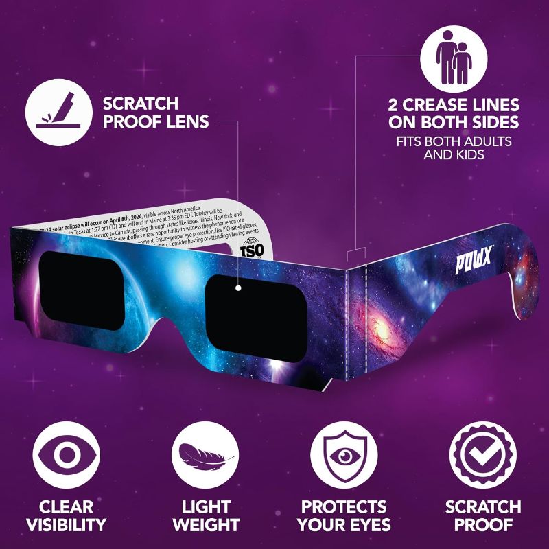 Photo 1 of Certified Solar Eclipse Viewing Glasses, Bonus Smartphone Photo Filter 