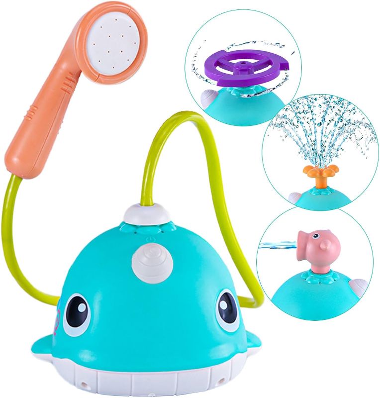 Photo 1 of Baby Bath Toys, VATOS 4 in 1 Baby Bath Shower Head for Kids with 3 Spray Water Sprinklers, Waterproof Toddler Bathtub Shower Squirt Toy for Infant Summer Swimming Pool Beach Sink Bathtime