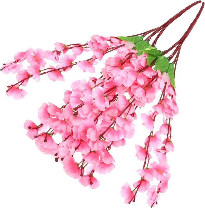 Photo 1 of  Artificial Flower Pink Flowers Artificial for Decoration Silk Flowers Silk Peach Blossom Faux Flowers for Decoration Fake Flowers Fake Peach Blossom 