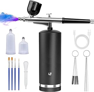 Photo 1 of Limited-time deal: Airbrush Kit With Compressor - 48PSI Rechargeable Cordless Non-Clogging High-Pressure Air Brush Set with 0.3mm Nozzle and Cleaning Brush Set for Nail Art, Makeup, Painting, Cake Decor https://a.co/d/gidbKzs