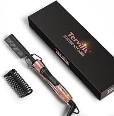 Photo 1 of Terviiix Hot Comb Electric, 24K Rose Gold Pressing Combs for Black Hair, Wigs & Afro, Anti-Scald Straightening Comb with Keratin & Argan Oil Infused Teeth, Temperatures Adjustable, 60Min Auto Shut Off
