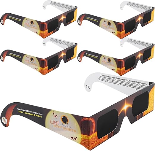 Photo 1 of 10pack LUNT SOLAR 5 Pack Premium Eclipse Glasses, AAS Approved 2024 Solar Glasses, CE and ISO Certified, HD Film, Crisp Solar Image
