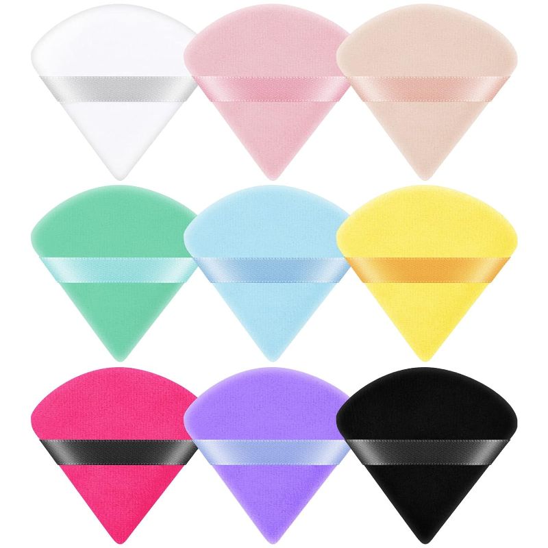 Photo 1 of 9PCS Powder Puffs, 2.76 inch Pure Cotton Soft Triangle Wedge Makeup Powder Puff for Loose Powder Mineral Powder Body Powder Cotton Velour Cosmetic Foundation Sponge Makeup Tool
