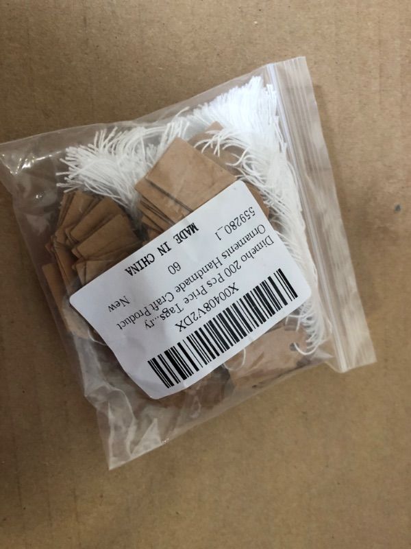 Photo 2 of 200 Pcs Price Tags Small Kraft Display Tag with Elastic String Selling Price Marking Label Writable Hanging Tag for Clothes Jewelry Ornaments Handmade Craft Product
