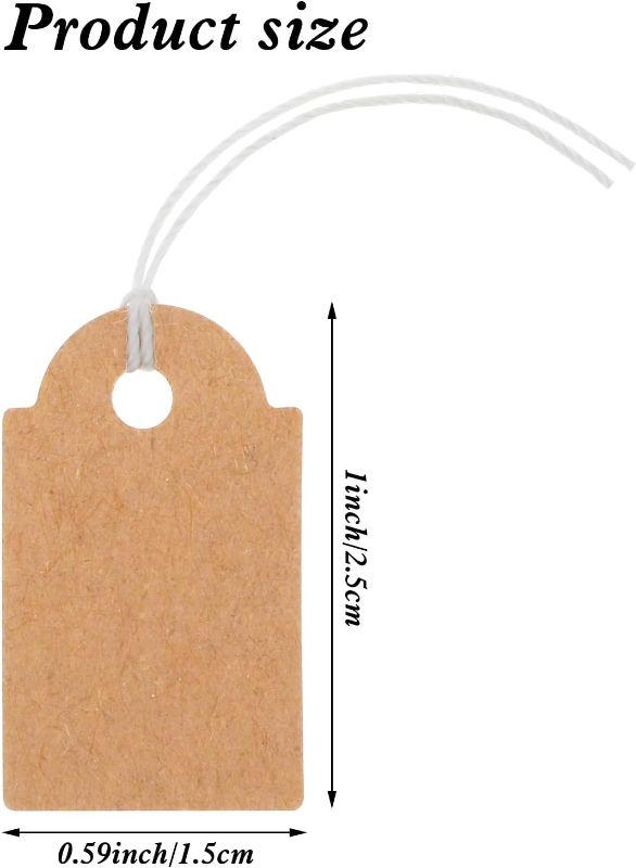 Photo 3 of 200 Pcs Price Tags Small Kraft Display Tag with Elastic String Selling Price Marking Label Writable Hanging Tag for Clothes Jewelry Ornaments Handmade Craft Product
