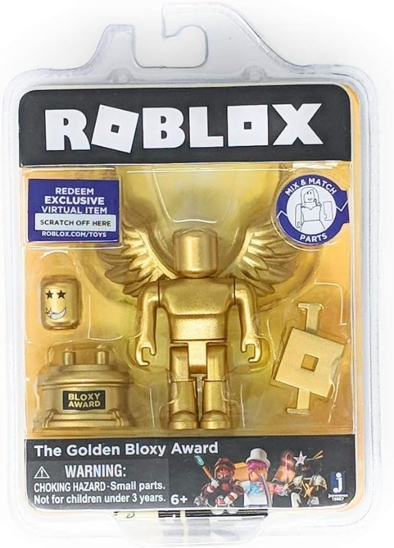 Photo 1 of Roblox Gold Collection The Golden Bloxy Award Single Figure Pack with Exclusive Virtual Item Code
