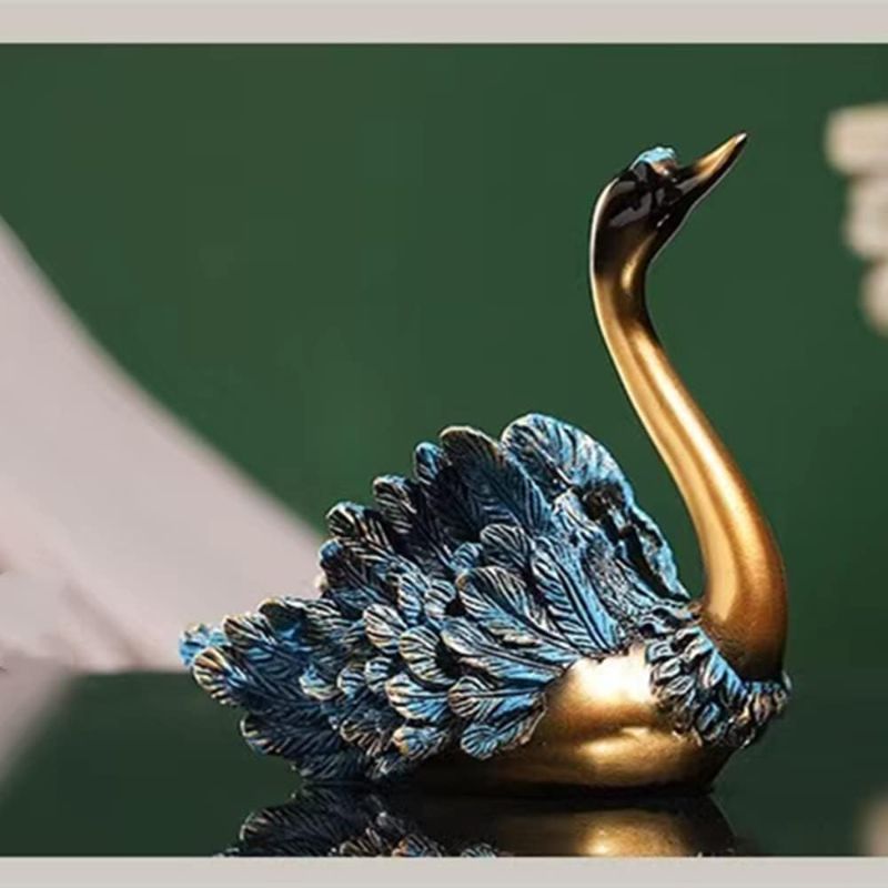 Photo 1 of Blue Gold Swan Wine Rack Figurines Decor Sculpture Statues for Home Living Room Accessories Clearance Large Knick Knacks Indoor Elegantes Table Bookshelf Modern Christmas Love. Pack of 2
