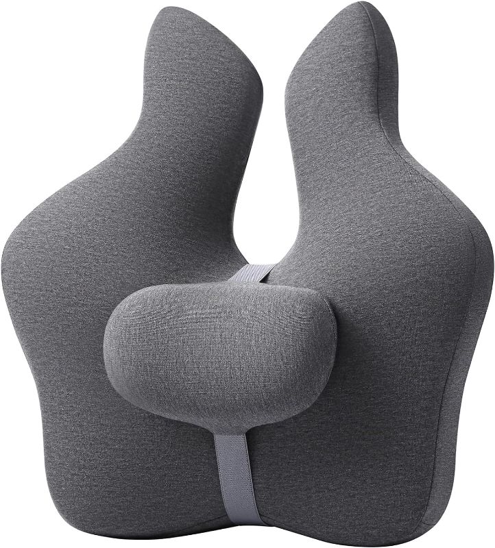 Photo 1 of Ergonomic Lumbar Support Pillow for Office Chair Back Support, Lumbar Pillow for Car with Adjustable Pillow Precise Pain Relief, Back Support for Chair Lumbar Support for Car (Dark Gray pro)
