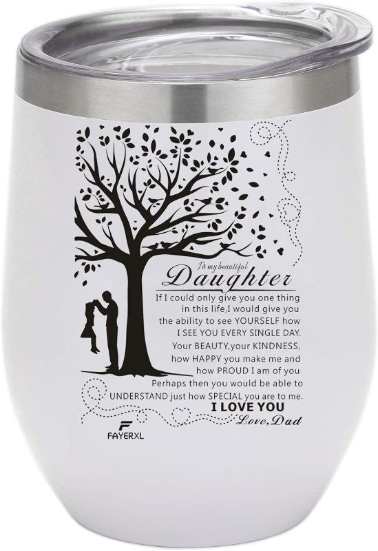 Photo 1 of 12 OZ Wine Tumbler with Sayings for Daughter from Dad,Gifts for Daughters Adult
