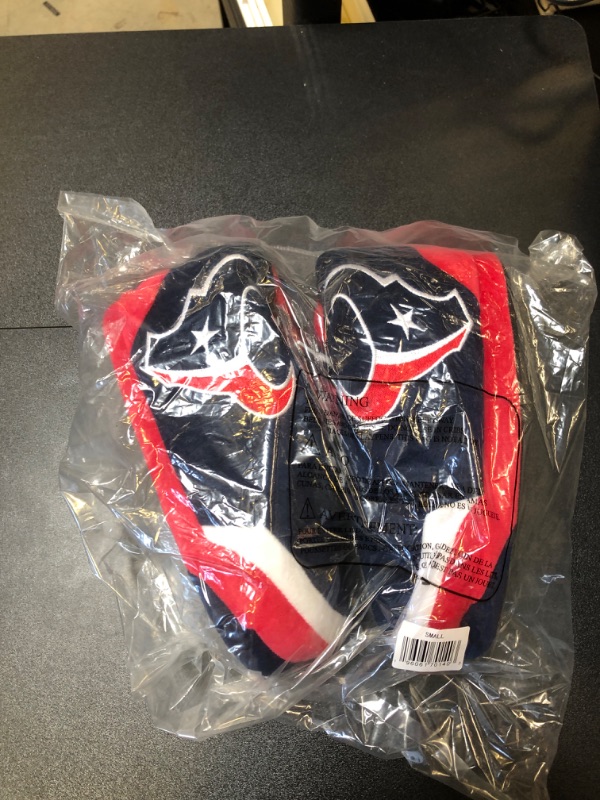 Photo 2 of FOCO Mens NFL Team Logo Plush Oversized Sneaker Slippers Houston Texans 9-1742 Team Color, Small