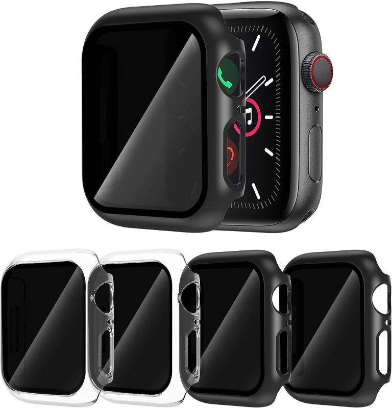 Photo 1 of 4 Pack for Apple Watch Privacy Screen Protector Case 41mm Series 8/7 Anti-Peeping Full Screen Coverage PC Hard Bumper Ultra-Thin Tempered Glass for iWatch 8/7
