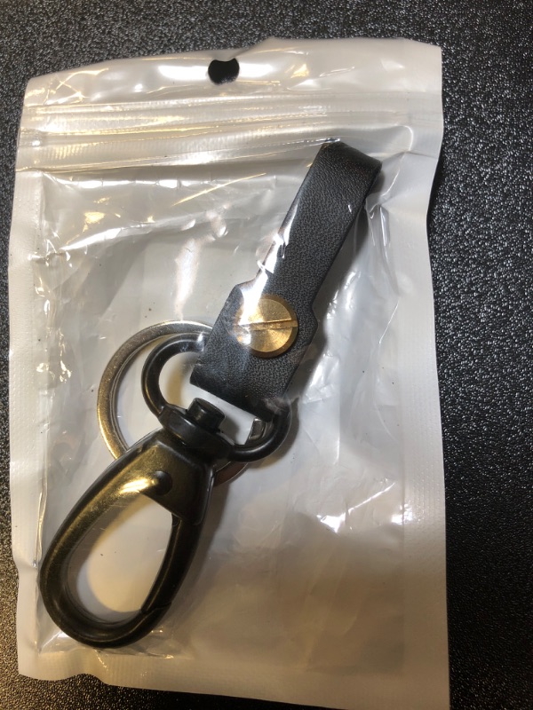 Photo 2 of Car Key Leather Keychain for Men Key Chain Quick Detach Men's Car Key Ring Organizer Black