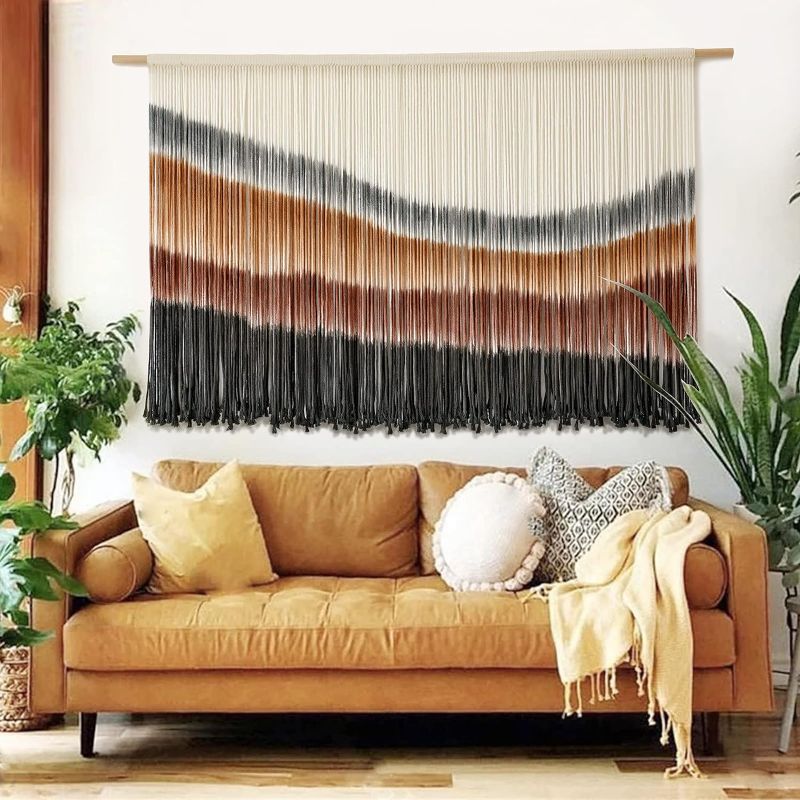 Photo 1 of Flber Macrame Wall Hanging Macrame Wall Decor Large-Scale Tie-Dye Tapestry Living Home Room Wall Decor 59" Wx 35" L
