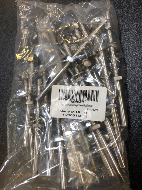 Photo 2 of Muzata 20Pack Cable Railing Kit Hand Swage Threaded Stud Tensioner for 1/8" Cable for 2x2 Metal Post Deck Stair Cable Railing Hardware Terminal T316 Stainless Steel Marine Grade CR23, CA6
