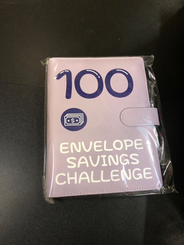 Photo 2 of 100 Envelopes Money Saving Challenge, 2023 PU Leather 100 Envelope Challenge Binder, Easy and Funny Way to Save $5,050 Budget Planner, 100-Day Envelope Challenge Kit Money Saving Binder Leather-Purple