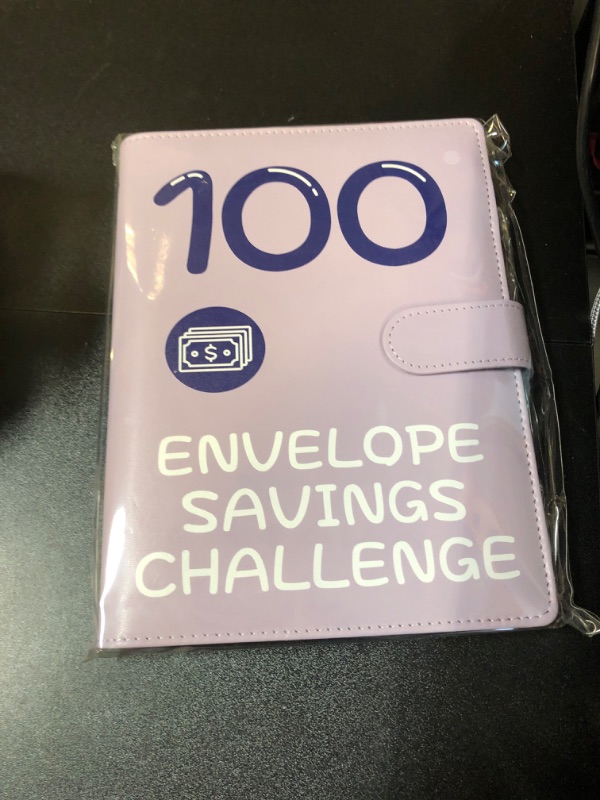 Photo 2 of 100 Envelopes Money Saving Challenge, 2023 PU Leather 100 Envelope Challenge Binder, Easy and Funny Way to Save $5,050 Budget Planner, 100-Day Envelope Challenge Kit Money Saving Binder Leather-Purple