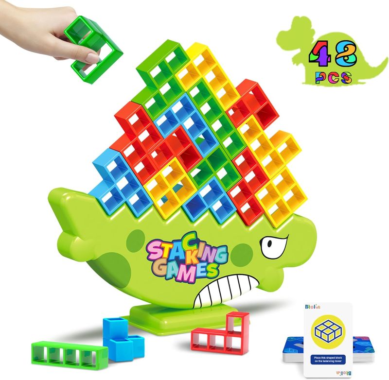 Photo 1 of 48 Pcs New Tetra Tower Balance Stacking Blocks Game,Stack Attack Game for 2 Players+ Family,Parties Board Games Kids & Adults Team Building Tower Game Toy.
