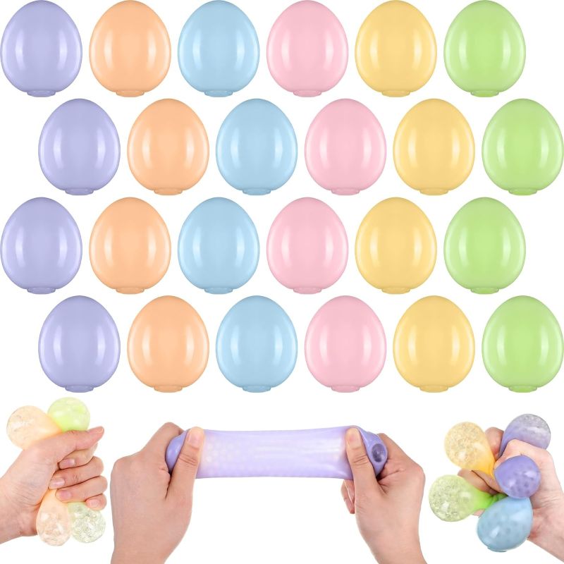 Photo 1 of 24 Pcs Soft Squeeze Easter Eggs Slow Rising Pastel Easter Basket Stuffers Stress Relief Gifts Toys for Party Favors Easter Boys Girls Classroom Prize Supplies

