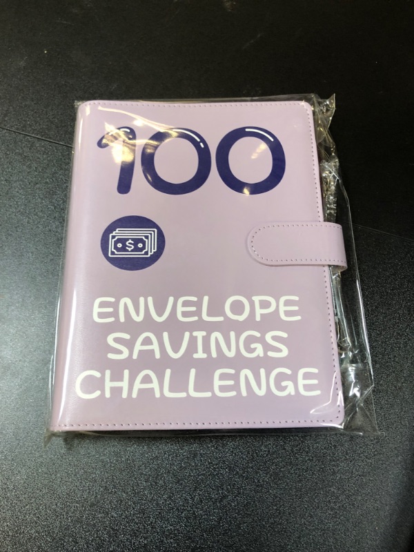 Photo 2 of 100 Envelopes Money Saving Challenge, 2023 PU Leather 100 Envelope Challenge Binder, Easy and Funny Way to Save $5,050 Budget Planner, 100-Day Envelope Challenge Kit Money Saving Binder Leather-Purple