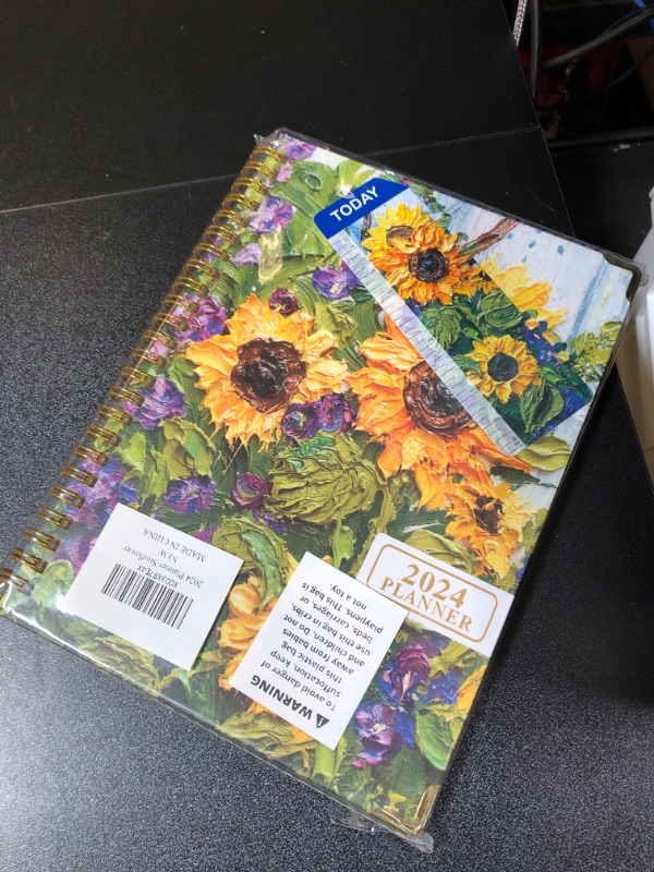 Photo 2 of 2024 Planner, January 2024-December 2024 Day Planner Weekly Planner, 2024 Monthly Planner Spiral Bound, A5 Size, With Bookmark?Monthly Tabs, Hard Cover, 100g Thick Paper?Sunflower?
