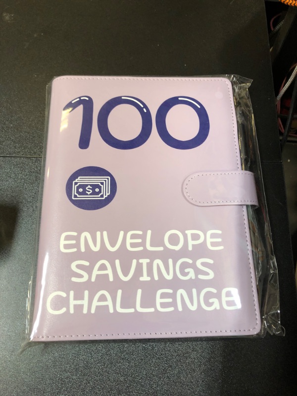 Photo 2 of 100 Envelopes Money Saving Challenge, 2023 PU Leather 100 Envelope Challenge Binder, Easy and Funny Way to Save $5,050 Budget Planner, 100-Day Envelope Challenge Kit Money Saving Binder Leather-Purple