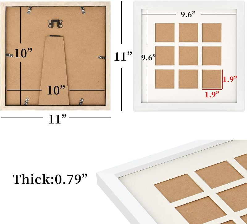 Photo 1 of 10x10 Frame White with Mat for 2x2 Photo - 9 Opening Collage Frames Painting Works Display
