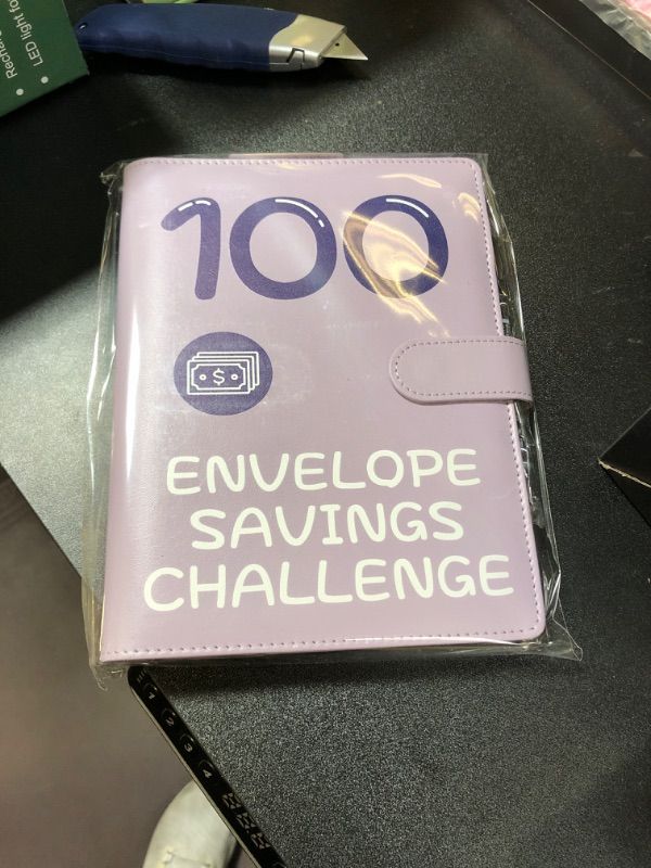 Photo 2 of 100 Envelopes Money Saving Challenge, 2023 PU Leather 100 Envelope Challenge Binder, Easy and Funny Way to Save $5,050 Budget Planner, 100-Day Envelope Challenge Kit Money Saving Binder Leather-Purple