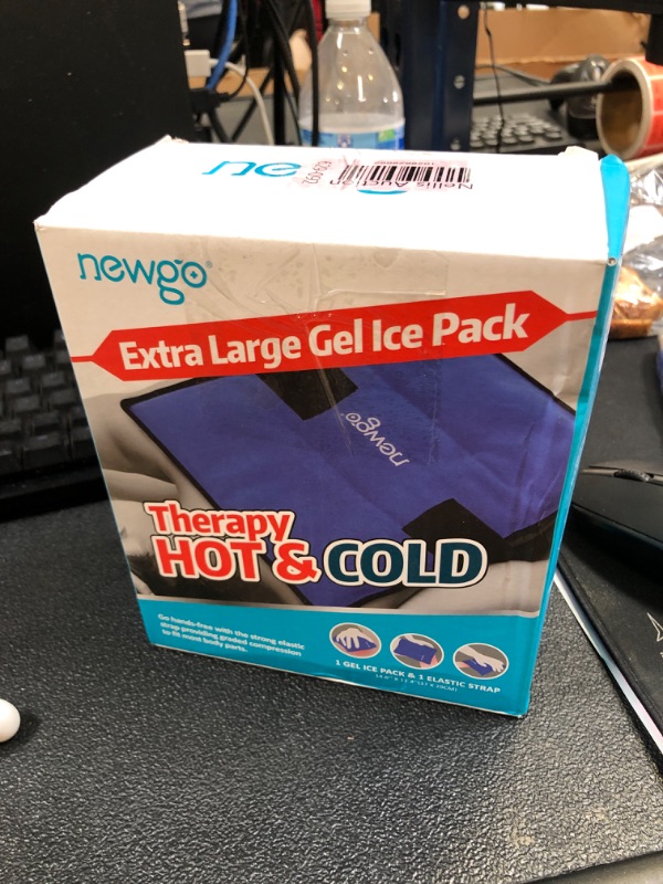 Photo 2 of NEWGO Hot & Cold Reusable Gel Ice Pack for Injuries, Reusable Cold Compress with Elastic Strap for Back, Shoulder, Knee, Neck, Hip Pain Relief - 14.56"x 11.41"