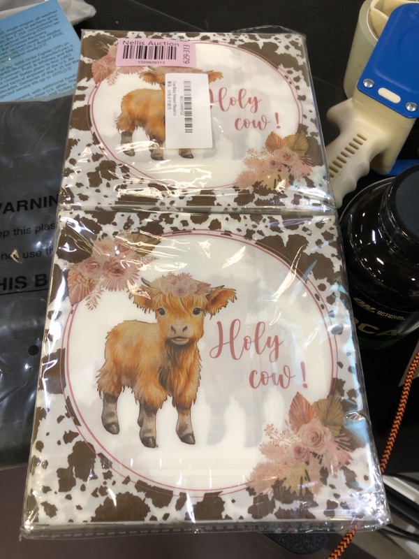 Photo 2 of Highland Cow Baby Shower Decorations,40Pack Brown Highland Cow Napkins Western Party Decorations Baby Shower Paper Napkins for Animal Themed Birthday Party