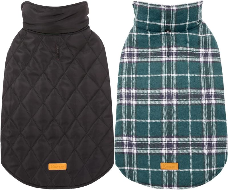 Photo 1 of Warm Dog Coat, Reversible Waterproof Winter Dog Jacket Coat - British Style Plaid Dog Clothes Vest