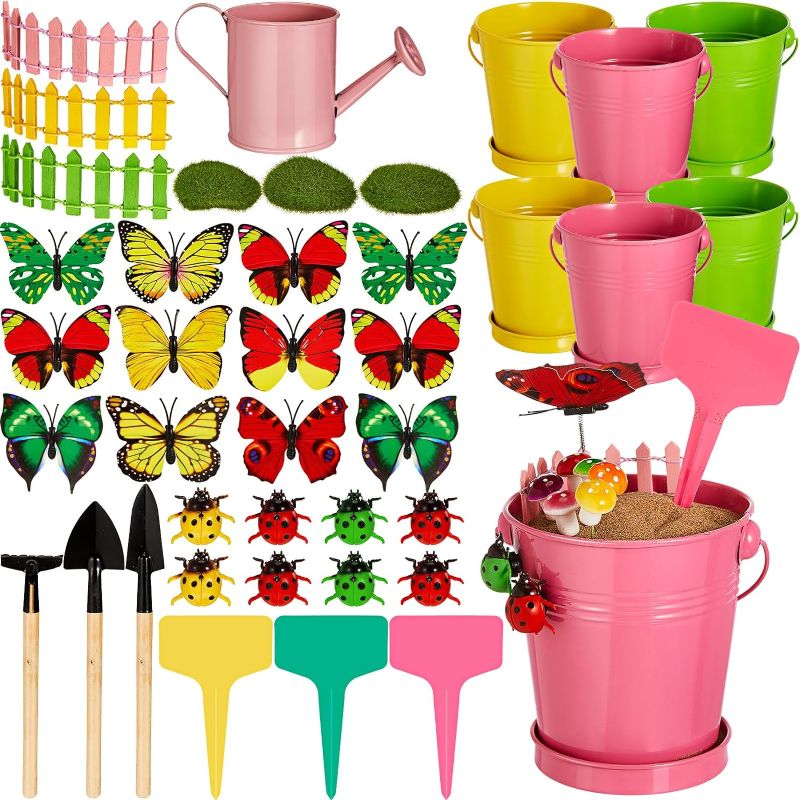 Photo 1 of 94 Pcs Kids Gardening Set Mini Garden Kit Gardening Tools for Kids 9 Pcs Flower Pots Plants Growing Kit with Shovel Rake for Toddler Boy Girl Indoor Outdoor Yard Activity Birthday Gift
