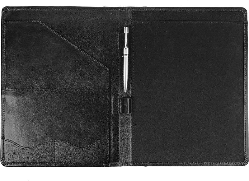 Photo 1 of    Leather Portfolio Professional Organizer Padfolio – Resume Folder with Luxury Pen, Stylish Document Folio for Letter Size Writing Pad w/Business Card Holder, Gift Portfolios for Men MOONSTER®
