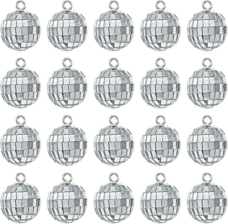 Photo 1 of  Disco Ball Pendant Mini Disco Ball Silver Hanging Reflective Mirror Ball 70s Disco Party Christmas Supplies Cake Decoration