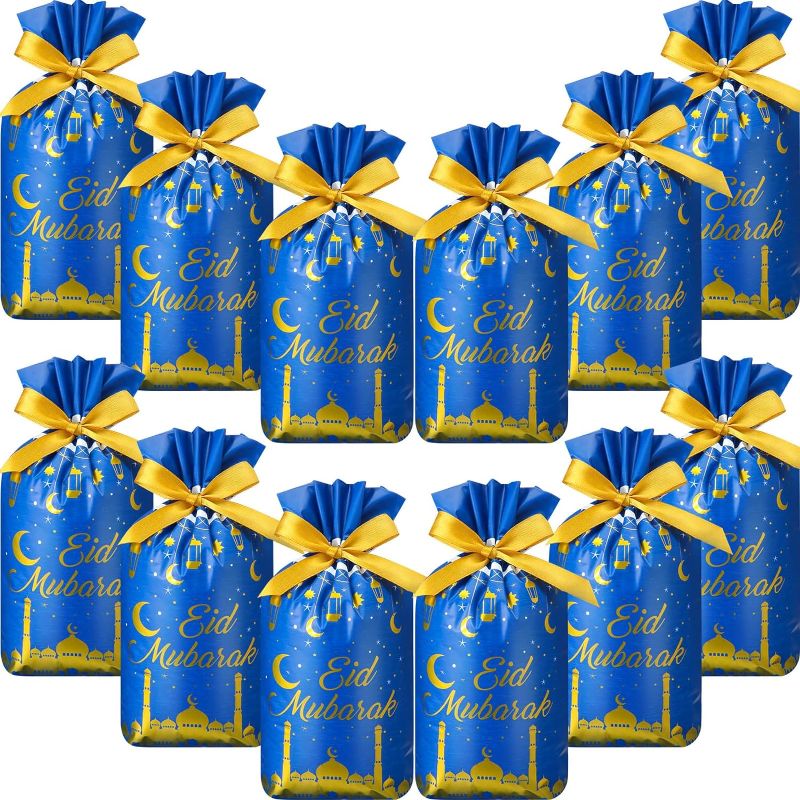 Photo 1 of 72 Pcs Eid Mubarak Gift Bags Plastic Treat Bags Drawstring Bags Eid Candy Goodie Bags Castle Moon Star Snack Wrap Bags for Eid Party Decorations Favors, 9.05 x 5.91 x 2 Inches
