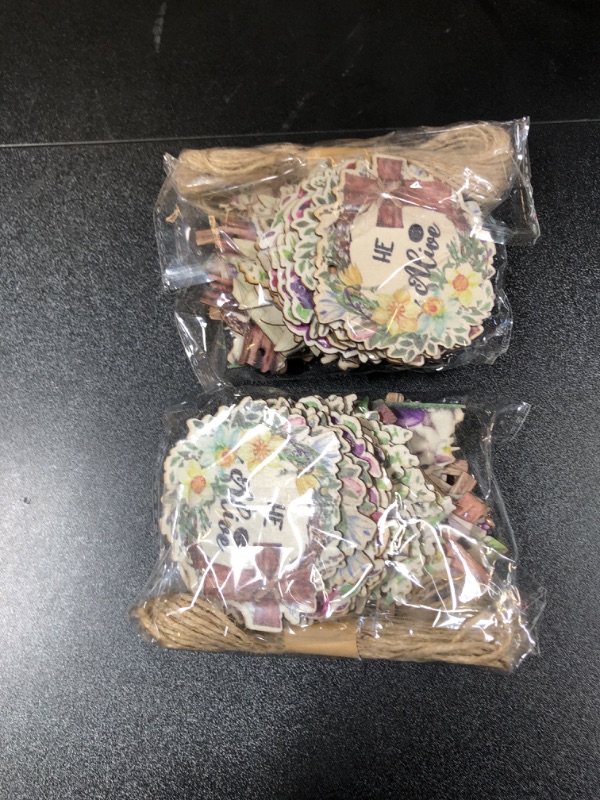 Photo 1 of 24 Pcs Easter Hanging Ornaments for Tree: Religious Easter Wooden Ornaments He is Risen Christian Cross Spring Wood Hanging Decorations for Holiday Home Party Decor
2 PACK 