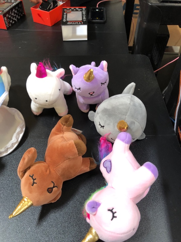 Photo 4 of Pixie Crush Unicorn Toys Stuffed Animal Gift Plush Set with Rainbow Case – 5 Piece Stuffed Animals with 2 Unicorns, Kitty, Puppy, and Narwhal –